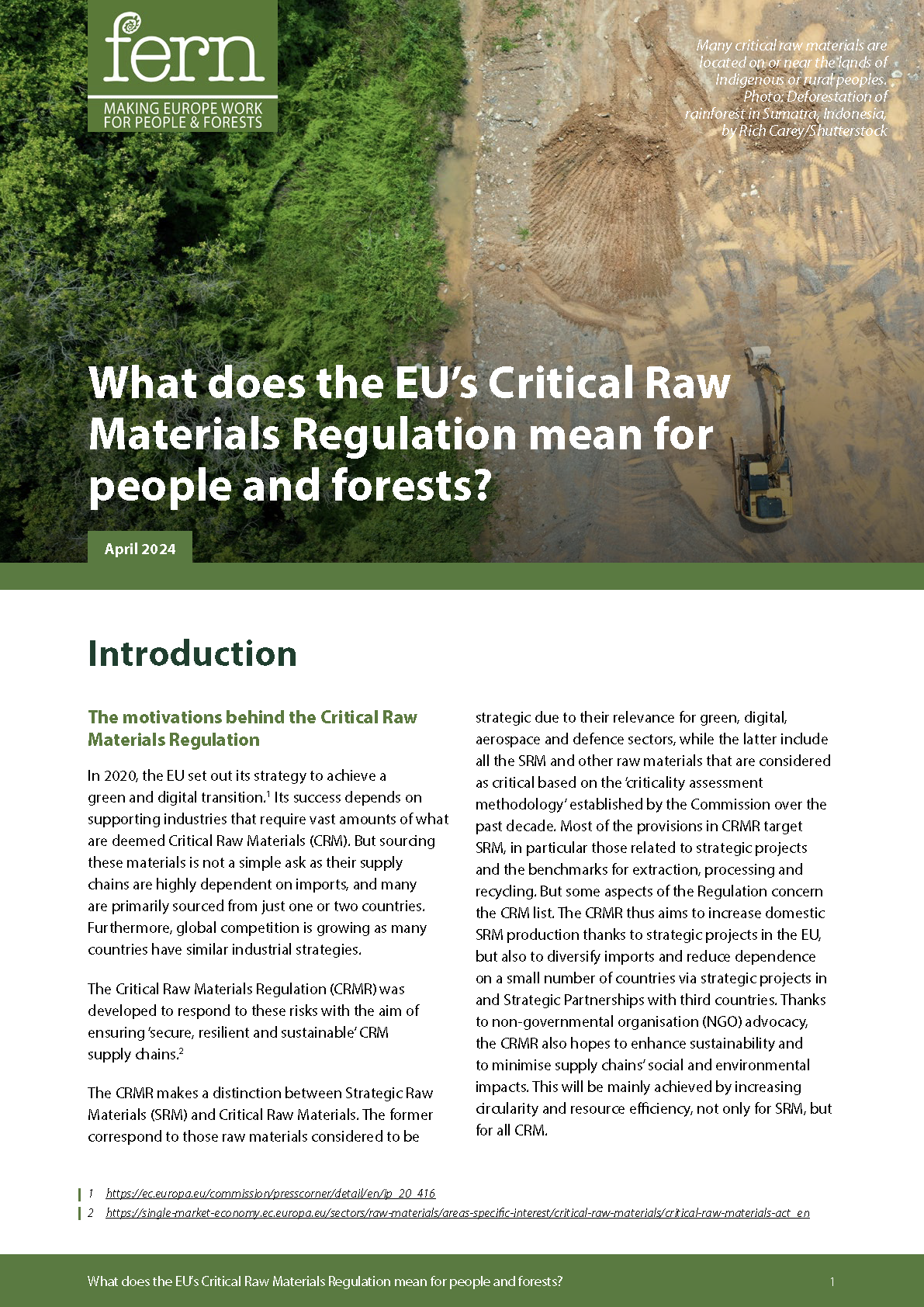 What does the EU’s Critical Raw Materials Regulation mean for people and forests?