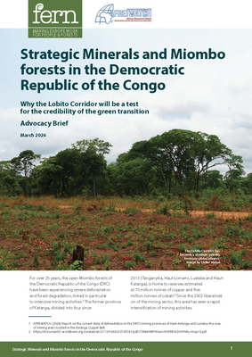 Strategic Minerals and Miombo forests in the Democratic Republic of the Congo